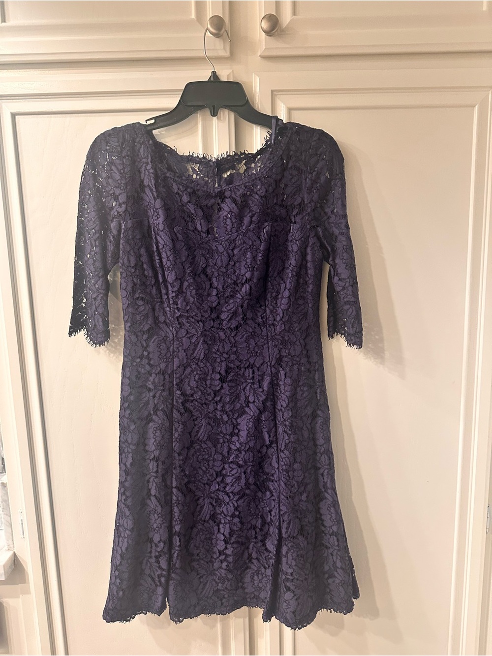 Eliza J Elegant Navy Lace A-Line Dress - fully lined size 4